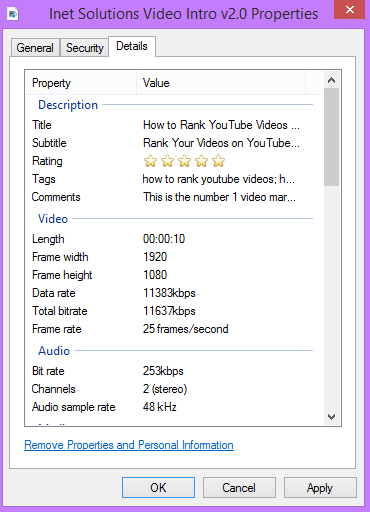 Optimizing YouTube Video File Details