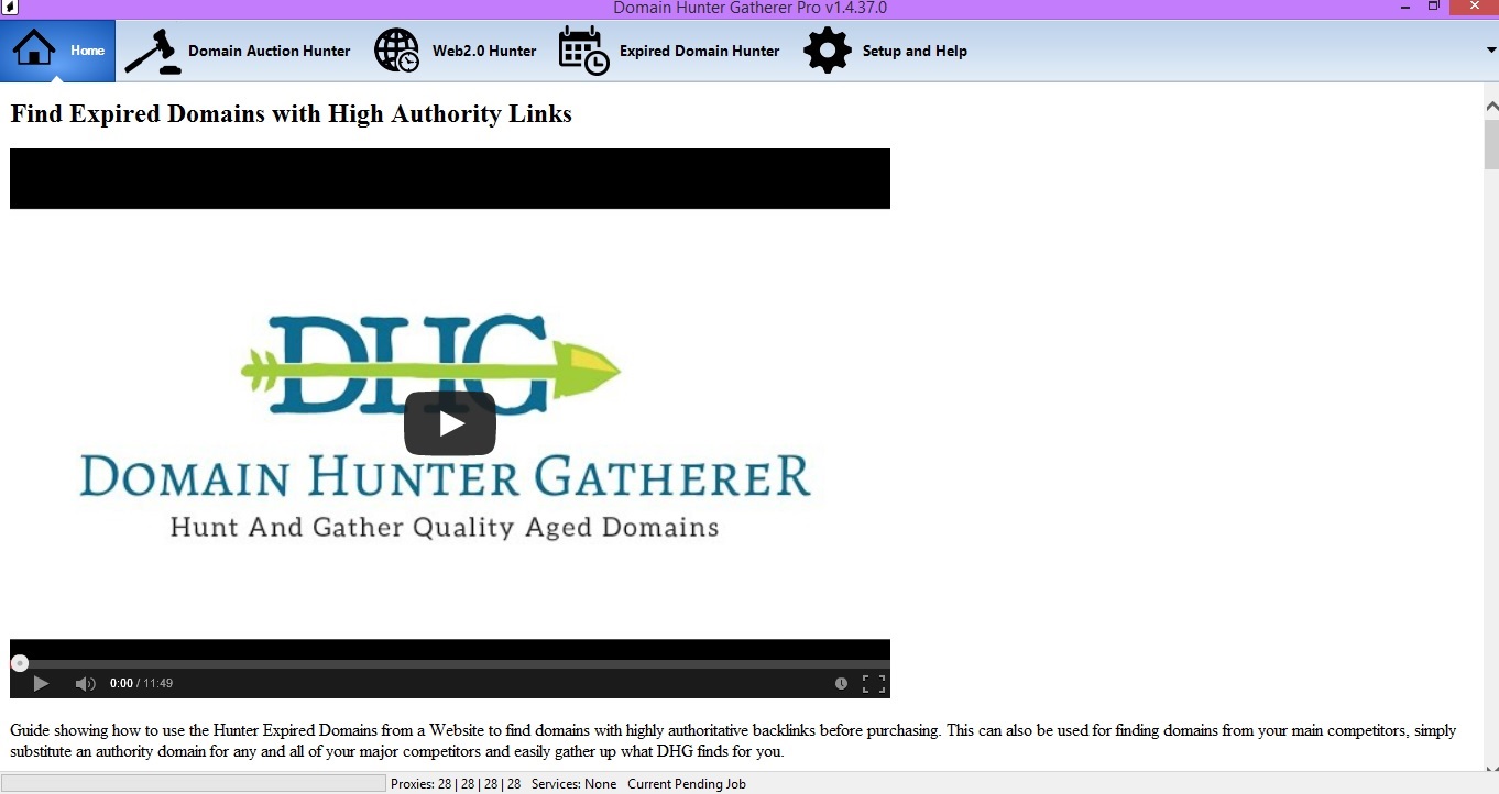 Domain Hunter Gatherer Home Screen