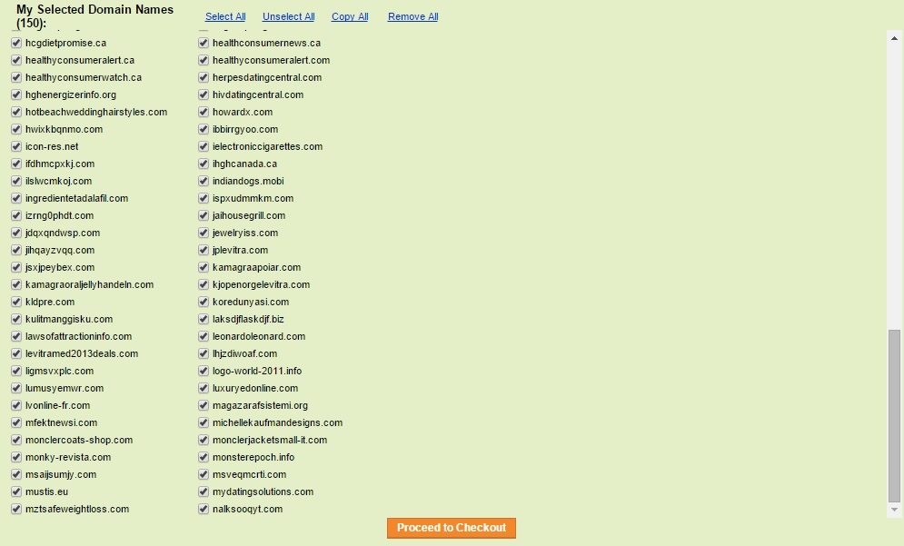GoDaddy Bulk Check Expired Domains Result
