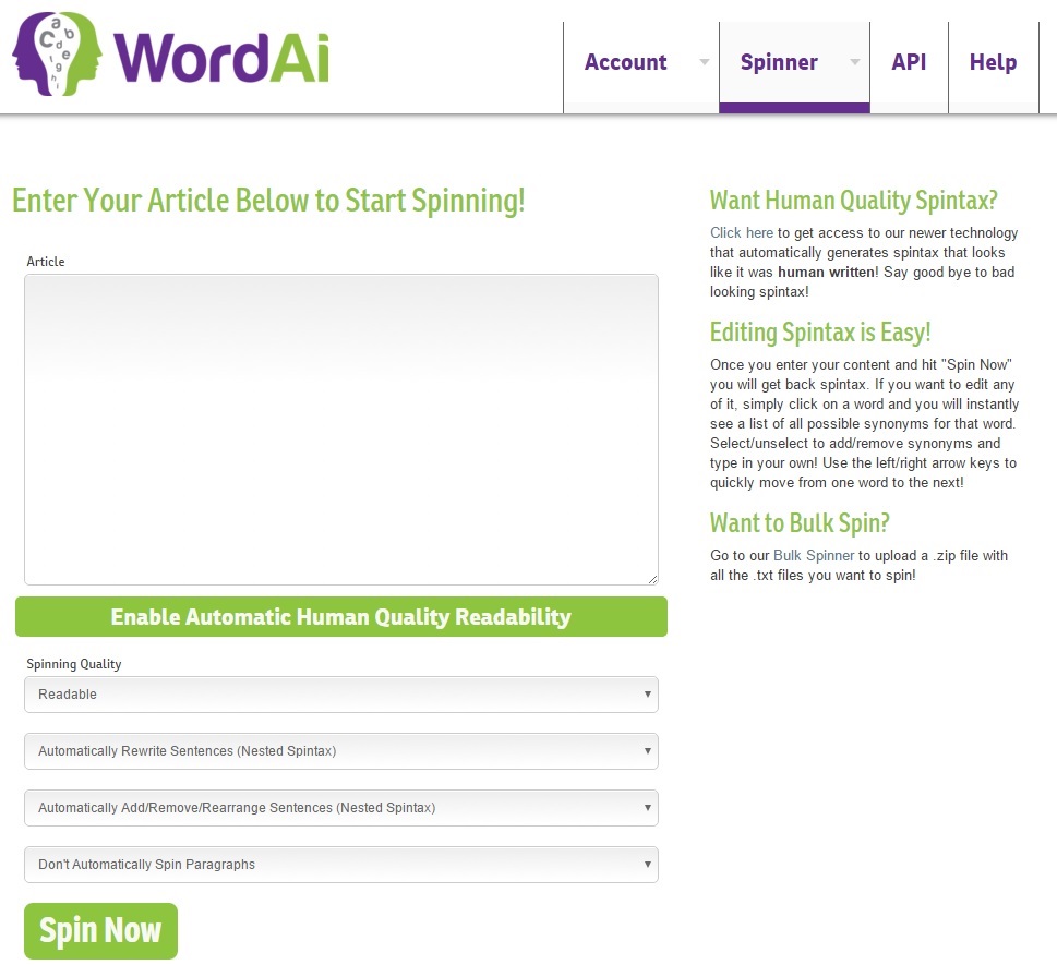WordAI Standard Spinner