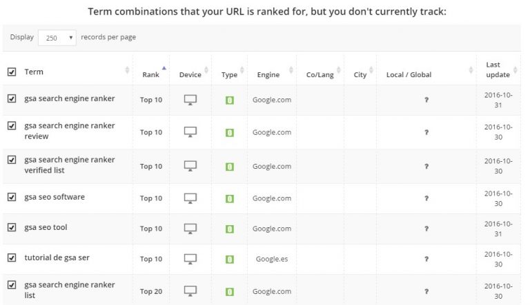 keyword suggestions in pro rank tracker keyword suggestions in pro rank tracker