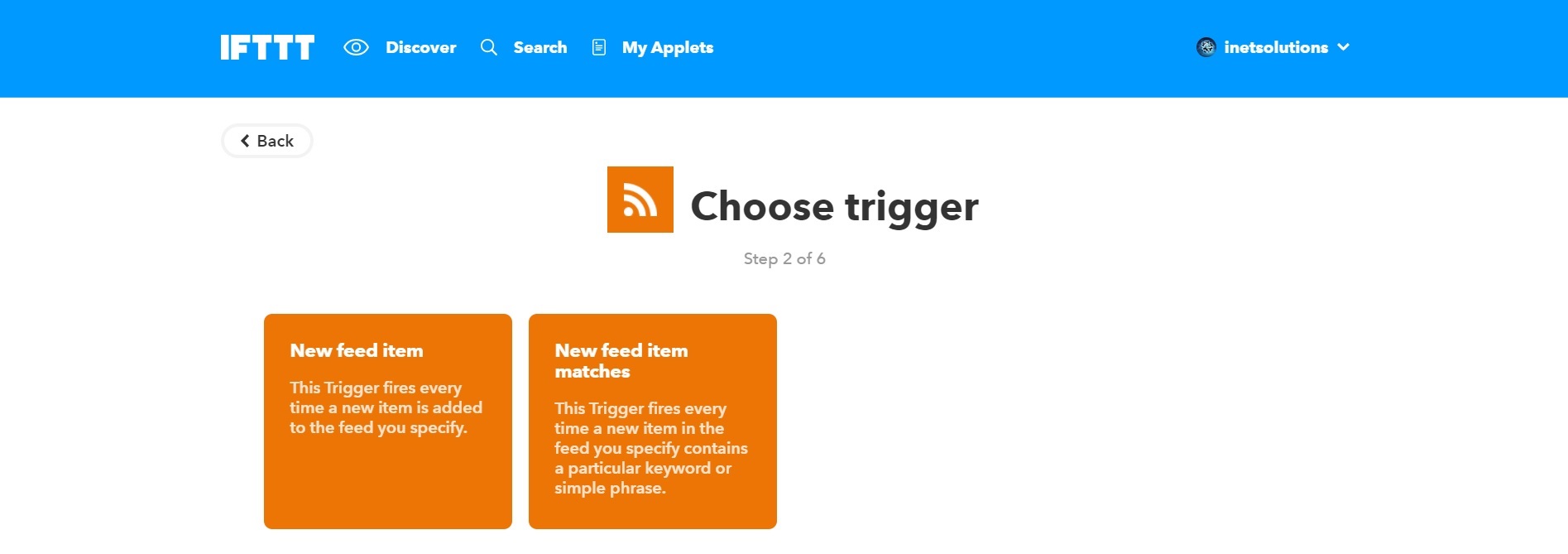 IFTTT RSS Feed Trigger